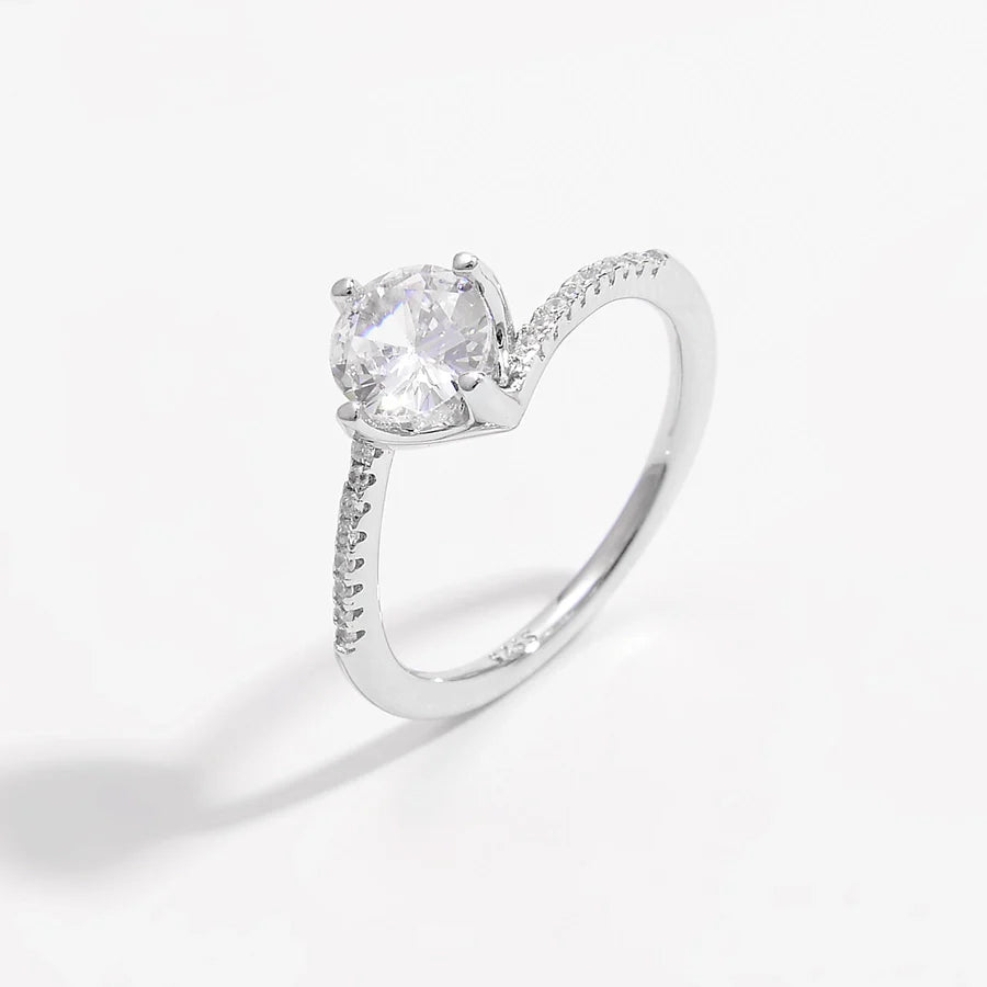 Weißgold plattiert 925 Sterling Silber Zirkon quadratische Herzform Ringe 925 Sterling Silber Ringe | Shop Nory