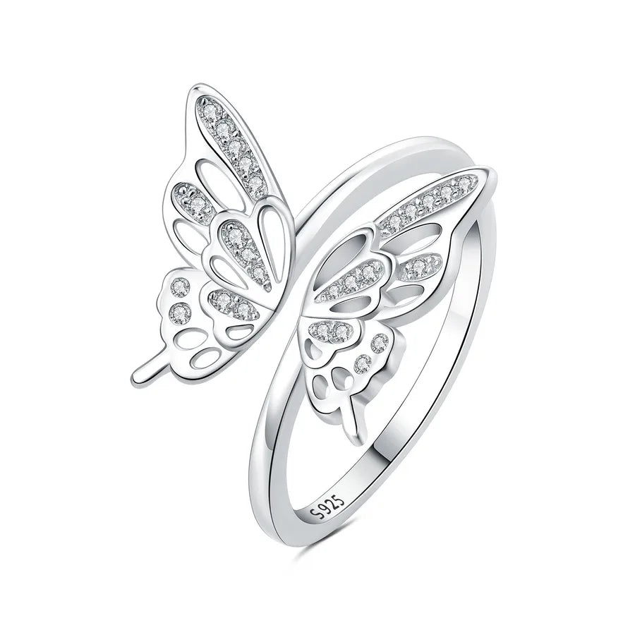 925 Sterlingsilber Buchstaben-Mond-Flugzeug Offene Ringe 925 Sterlingsilber Ringe | Shop Nory