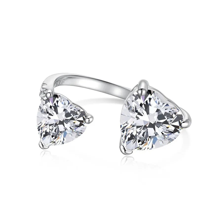 925 Sterling Silber Hochkohlenstoff-Diamant Herzform Ringe 925 Sterling Silber Ringe | Shop Nory