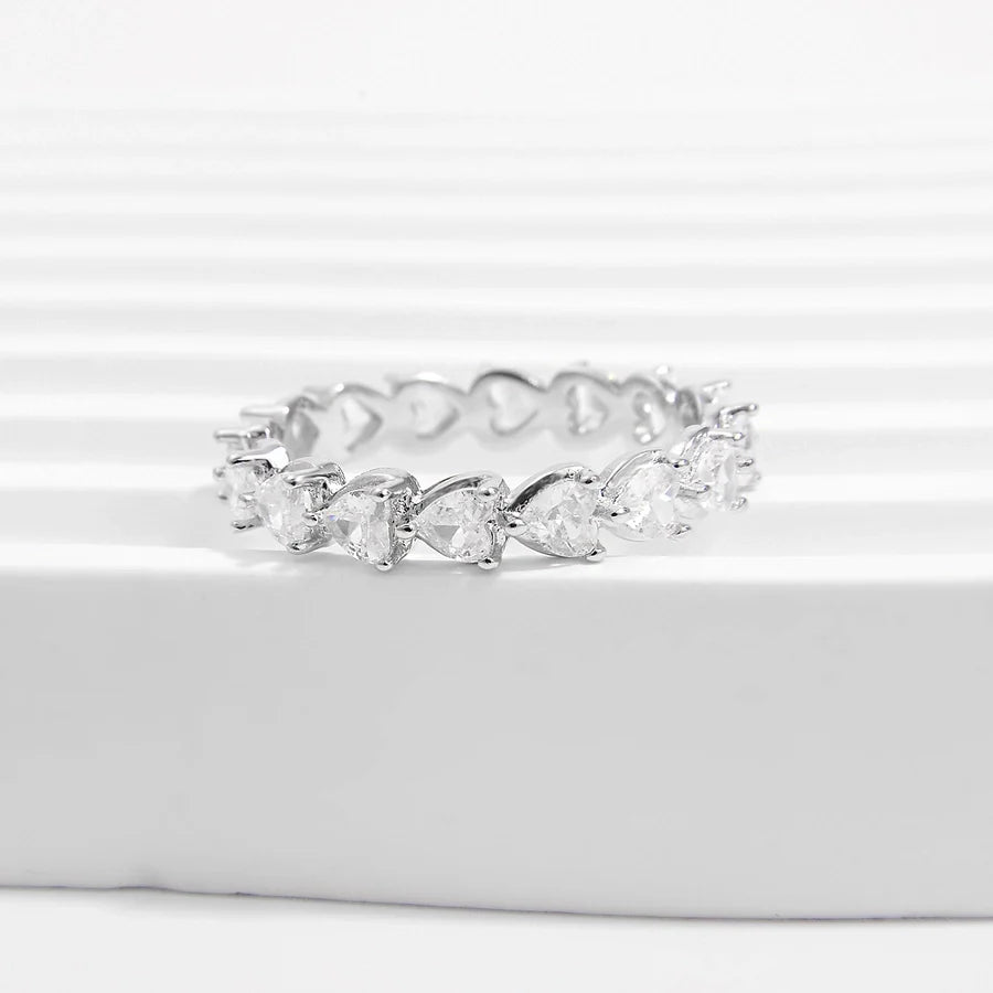 Weißgold plattiert 925 Sterling Silber Zirkon quadratische Herzform Ringe 925 Sterling Silber Ringe | Shop Nory