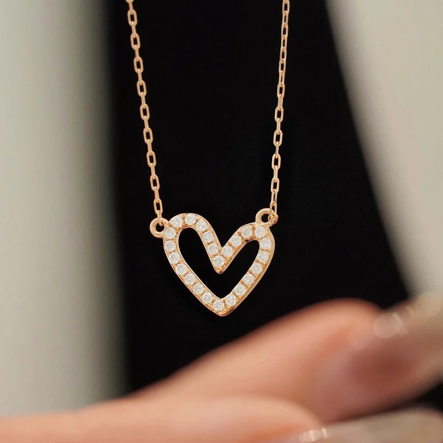 925 Sterling Silber Kabelkette Beschichtung Herzform Anhänger Halskette | Shop Nory