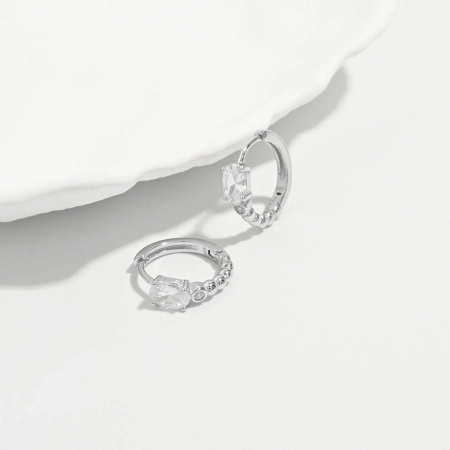 1 Paar Weißgold Beschichtet 925 Sterling Silber Zirkon 925 Sterling Silber Ohrringe Runde Ohrringe | Shop Nory