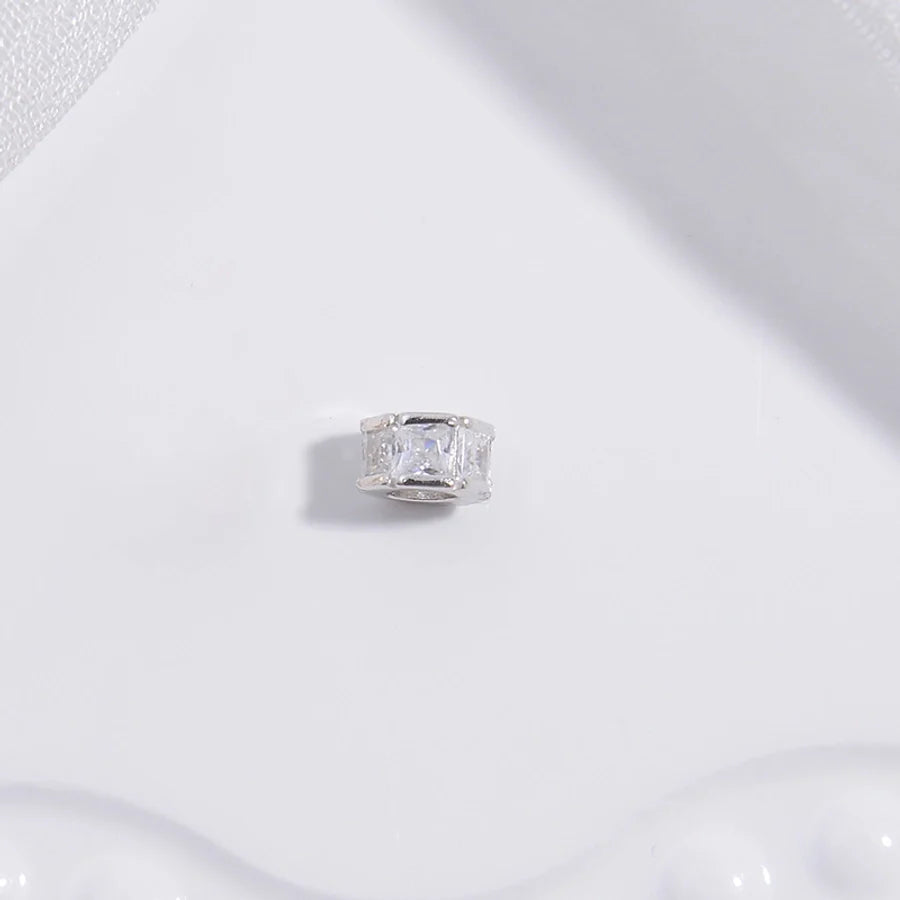 S925 Sterlingsilber T Quadrat Diamant Hohlperle Separate/lose Perlen Handgemacht DIY Große Öffnung so gut wie Regenfass Perlen Perlenzubehör Sz73 | Shop Nory