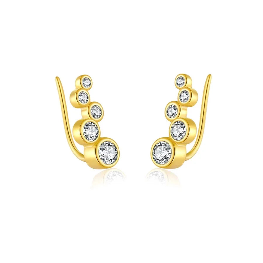 1 Paar 18K Goldbeschichtete Weißgoldbeschichtete 925 Sterling Silber Zirkon 925 Sterling Silber Ohrringe Geometrische Ohrstecker | Shop Nory