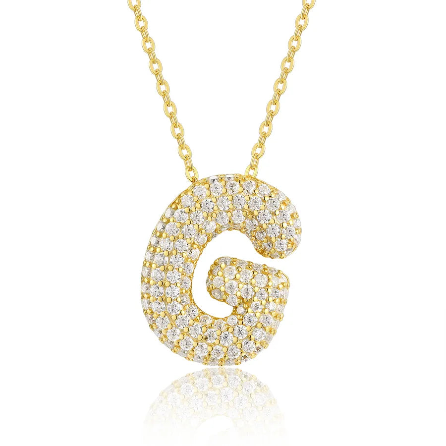 925 Sterling Silver Moissanite Kabelkette Buchstaben Anhänger Halskette | Shop Nory