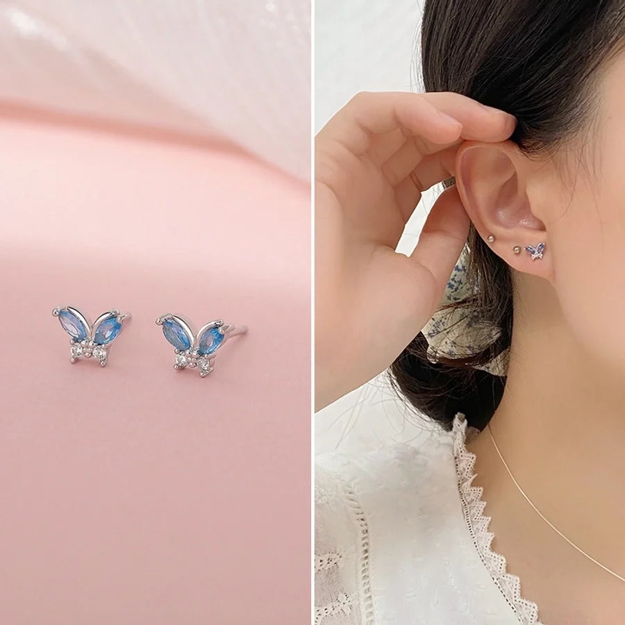 1 Paar 925 Sterlingsilber Zirkon 925 Sterlingsilber Ohrringe Schmetterling Ohrringe | Shop Nory