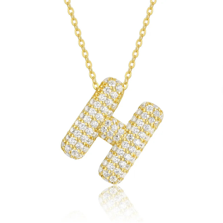 925 Sterling Silver Moissanite Kabelkette Buchstaben Anhänger Halskette | Shop Nory
