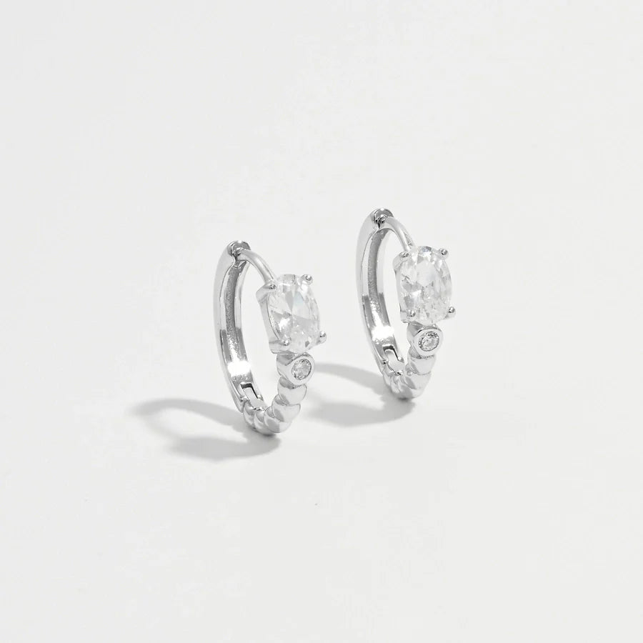 1 Paar Weißgold Beschichtet 925 Sterling Silber Zirkon 925 Sterling Silber Ohrringe Runde Ohrringe | Shop Nory