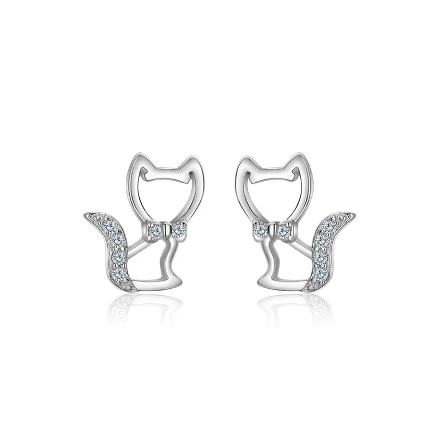 1 Paar 925 Sterling Silber Zirkon 925 Sterling Silber Ohrringe Katzenohren Stecker | Shop Nory