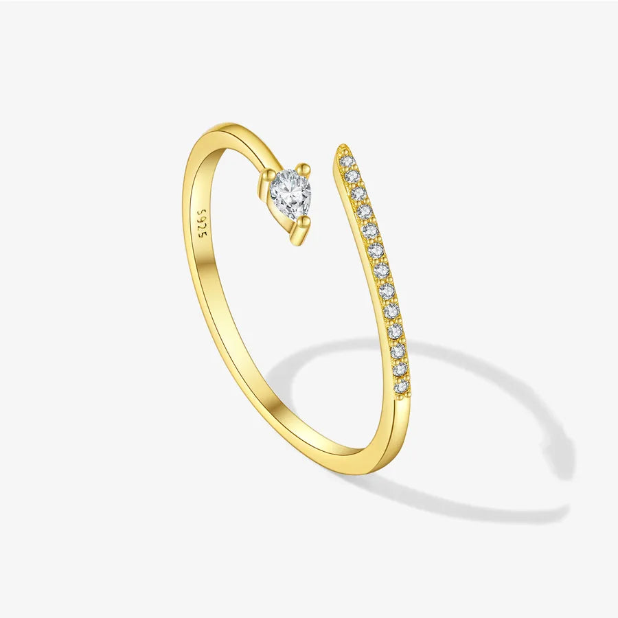 18K vergoldet Weißgold plattiert 925 Sterling Silber Zirkon geometrische offene Ringe 925 Sterling Silberringe | Shop Nory
