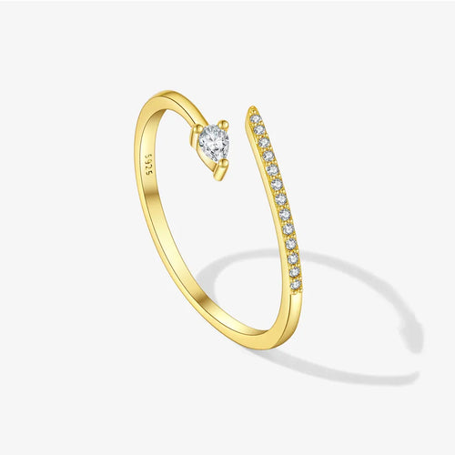 18K vergoldet Weißgold plattiert 925 Sterling Silber Zirkon geometrische offene Ringe 925 Sterling Silberringe | Shop Nory