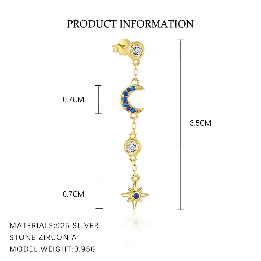 1 Stück 1 Set 925 Sterling Silber Zirkon 925 Sterling Silber Ohrringe Teufelsauge Stern Mond Tropf Ohrringe | Shop Nory
