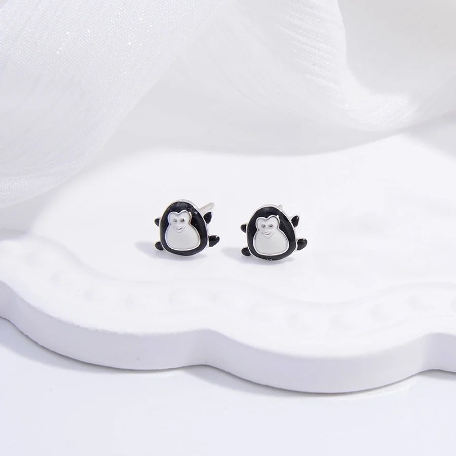 1 Paar 22K vergoldete rhodinierte 925 Sterling Silber Zirkon 925 Sterling Silber Ohrringe Pinguin Kirschkrone Ohrstecker | Shop Nory