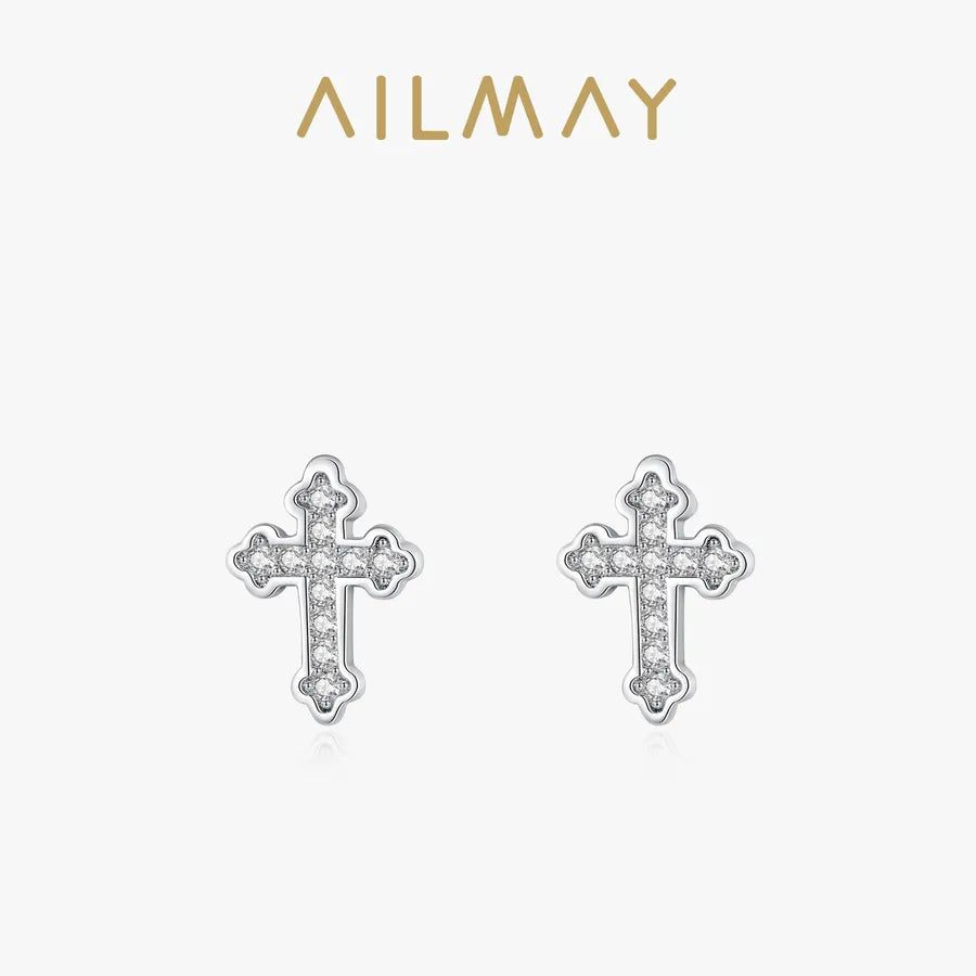 1 Paar 925 Sterling Silber Zirkon Kreuz Ohrstecker | Shop Nory