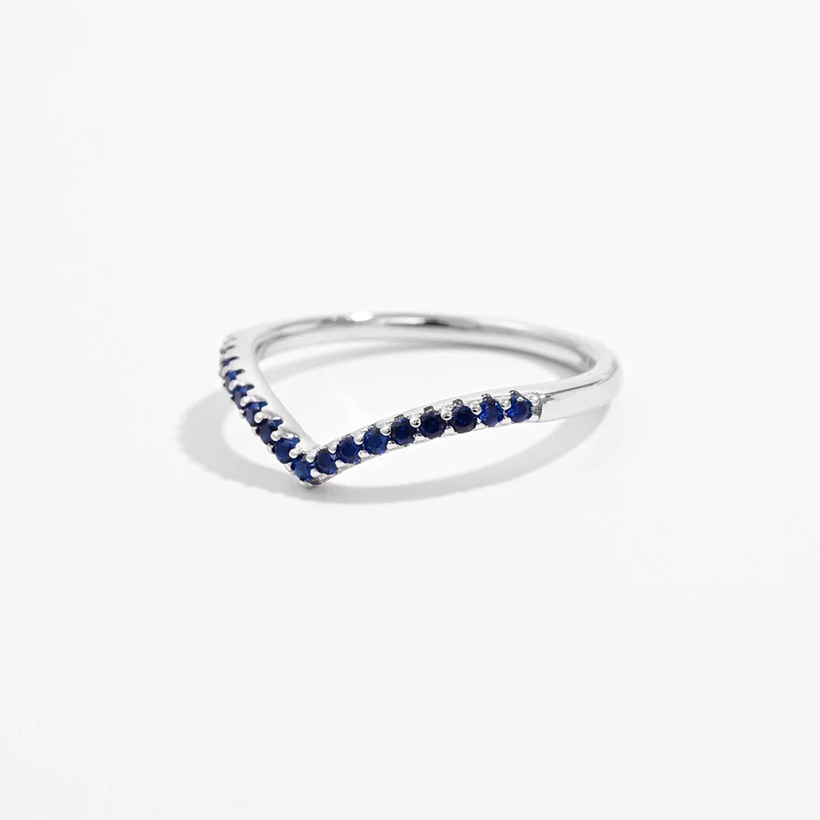 Weißgoldbeschichtete 925 Sterling Silber Zirkon V-Form Ringe 925 Sterling Silber Ringe | Shop Nory