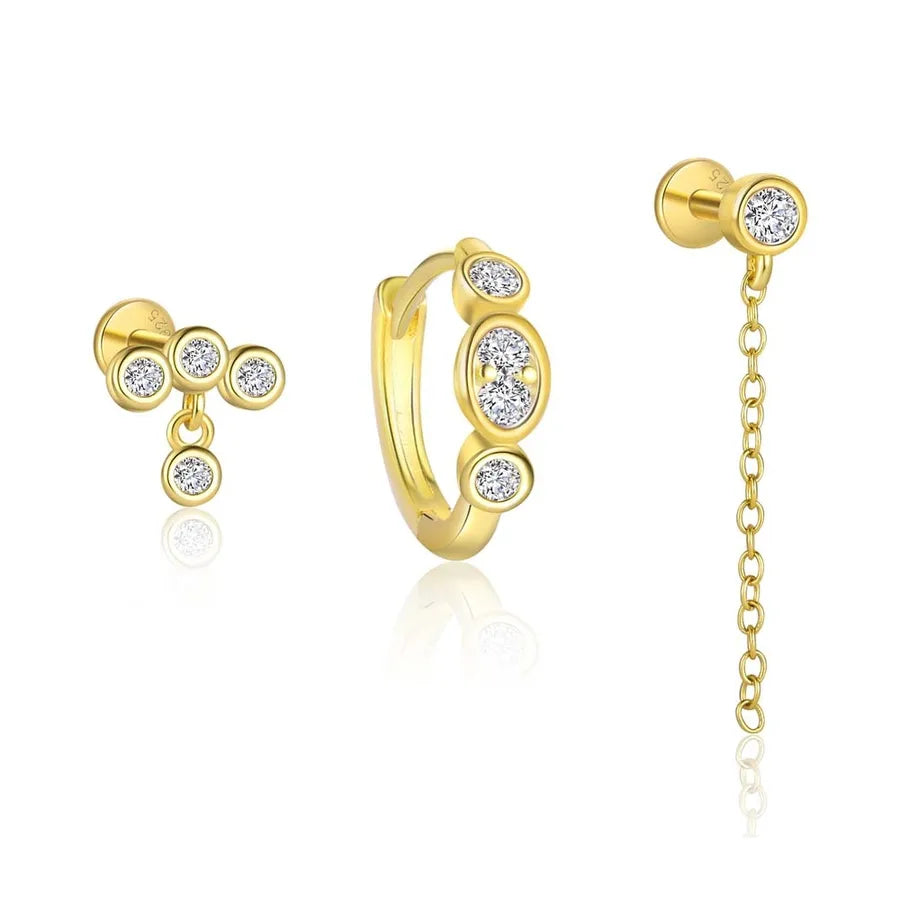 1 Stück 3 Stück 925 Sterling Silber Zirkon Runde Creolen Ohrringe Tropfenohrringe Ohrstecker | Shop Nory