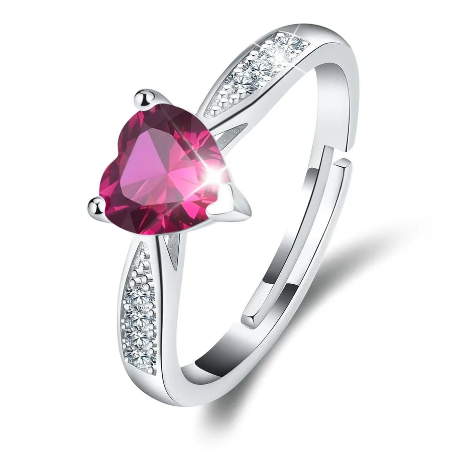 925 Sterling Silber Moissanit Herzform Offene Ringe 925 Sterling Silber Ringe | Shop Nory