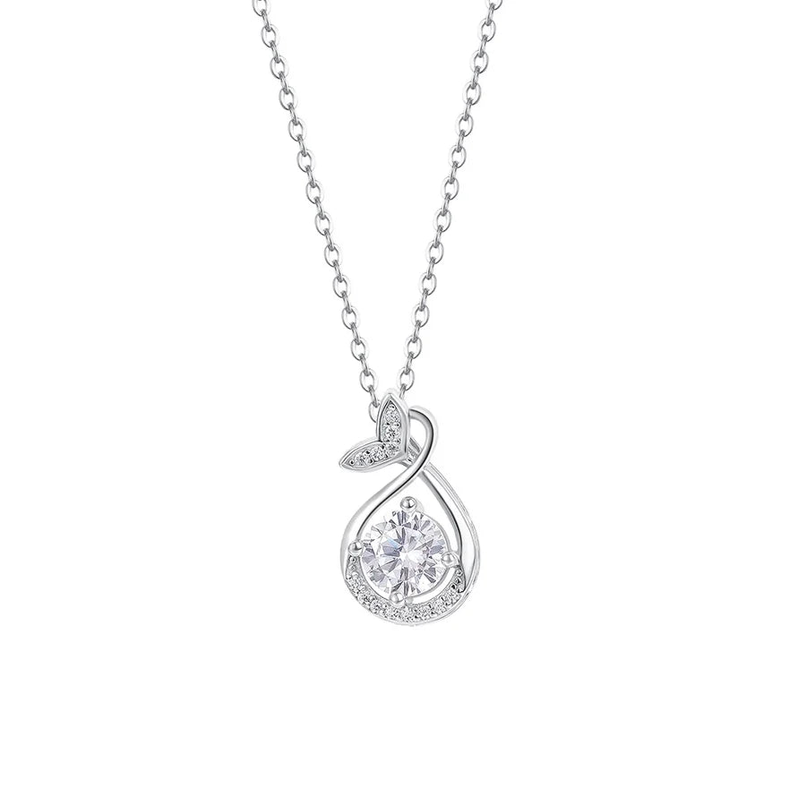 S999 Silber Zirkon Kabelkette Beschichtung Fischschwanz Anhänger Halskette | Shop Nory