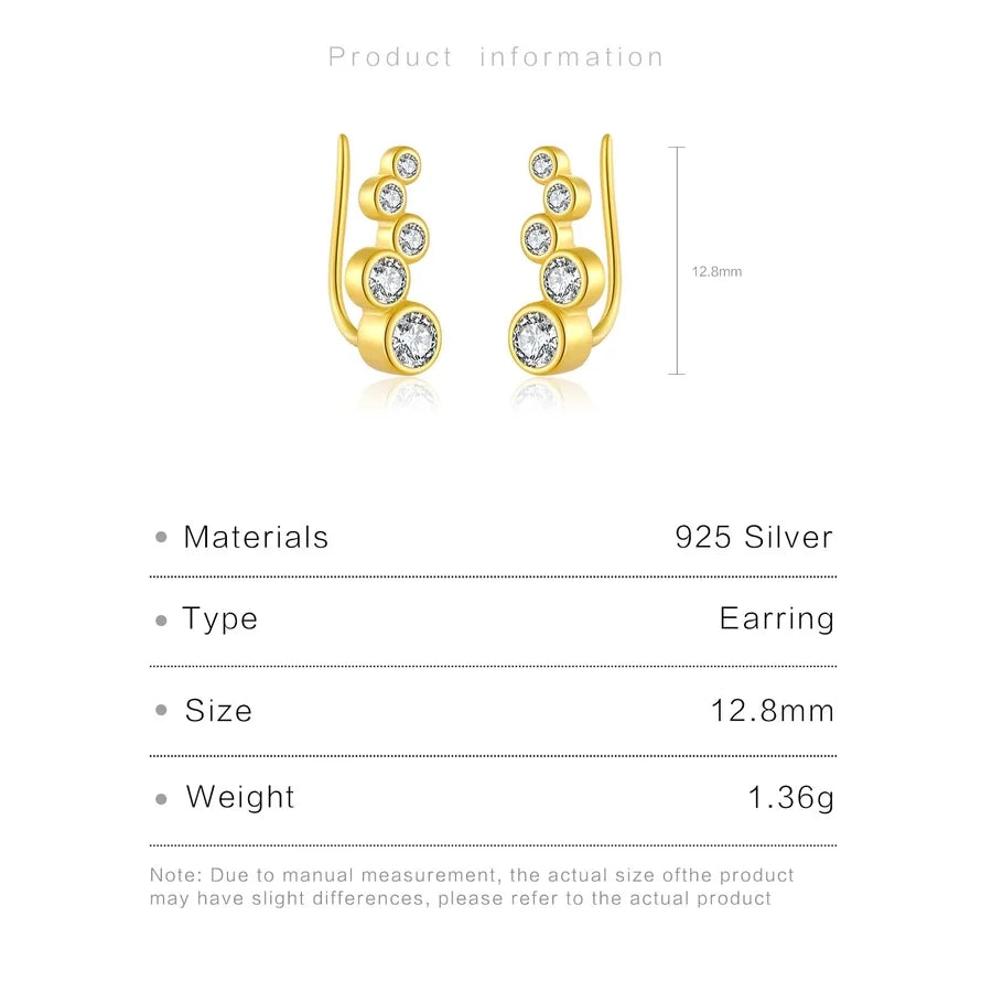 1 Paar 18K Goldbeschichtete Weißgoldbeschichtete 925 Sterling Silber Zirkon 925 Sterling Silber Ohrringe Geometrische Ohrstecker | Shop Nory