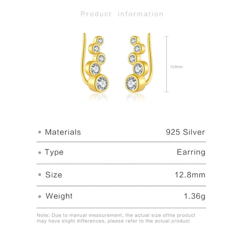 1 Paar 18K Goldbeschichtete Weißgoldbeschichtete 925 Sterling Silber Zirkon 925 Sterling Silber Ohrringe Geometrische Ohrstecker | Shop Nory