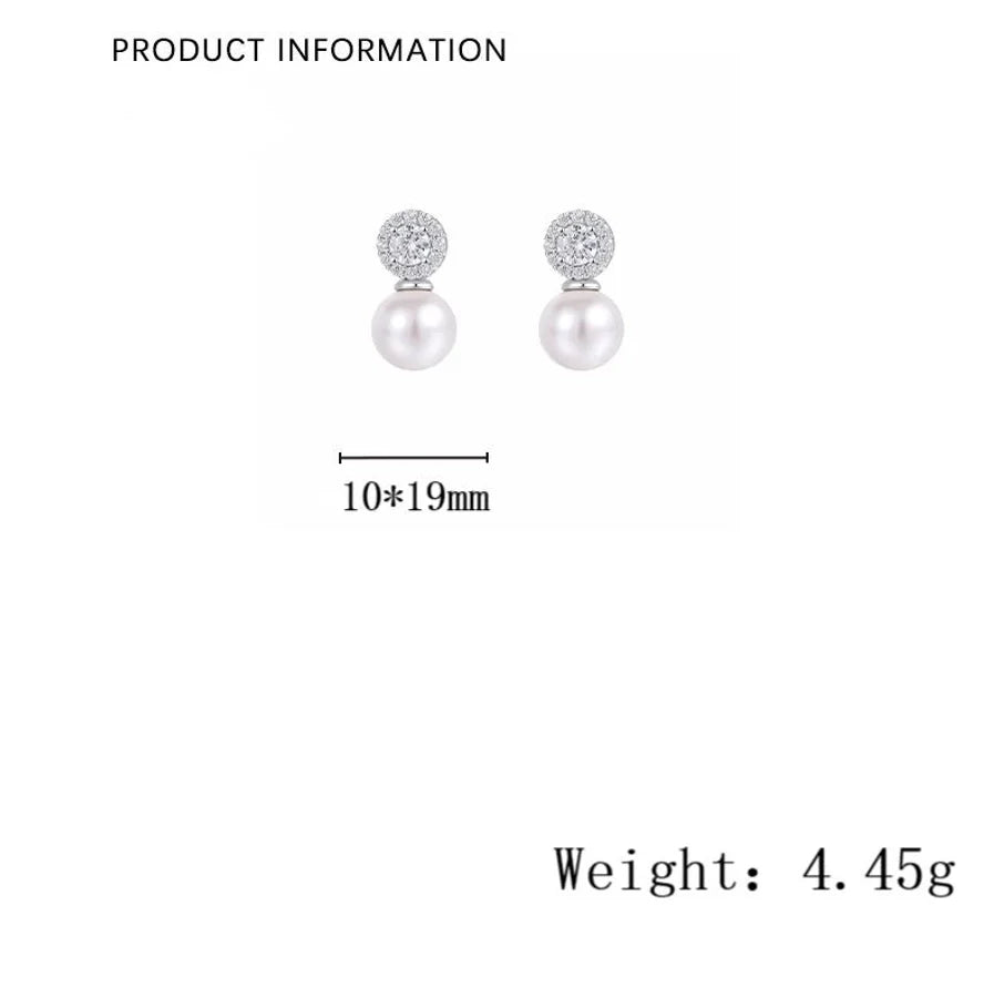 1 Paar 925 Sterling Silber Glasperle Zirkon 925 Sterling Silber Ohrringe Geometrische Ohrstecker | Shop Nory