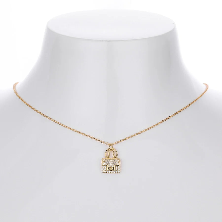 925 Sterling Silber Rack Plattiert Langlebig Plattiert Zirkon Kabelkette Tasche Anhänger Halskette | Shop Nory