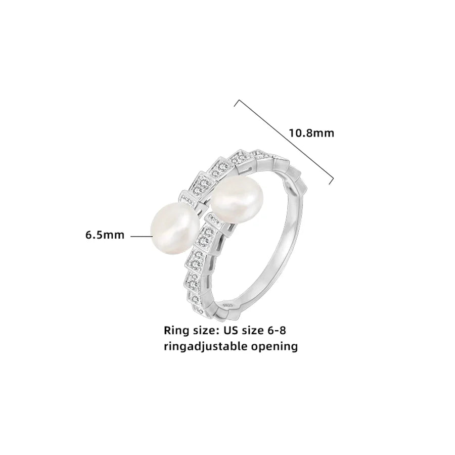 18K vergoldete Weißgold vergoldete 925 Sterling Silber Perle Zirkon geometrische Ringe 925 Sterling Silber Ringe | Shop Nory