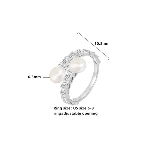 18K vergoldete Weißgold vergoldete 925 Sterling Silber Perle Zirkon geometrische Ringe 925 Sterling Silber Ringe | Shop Nory