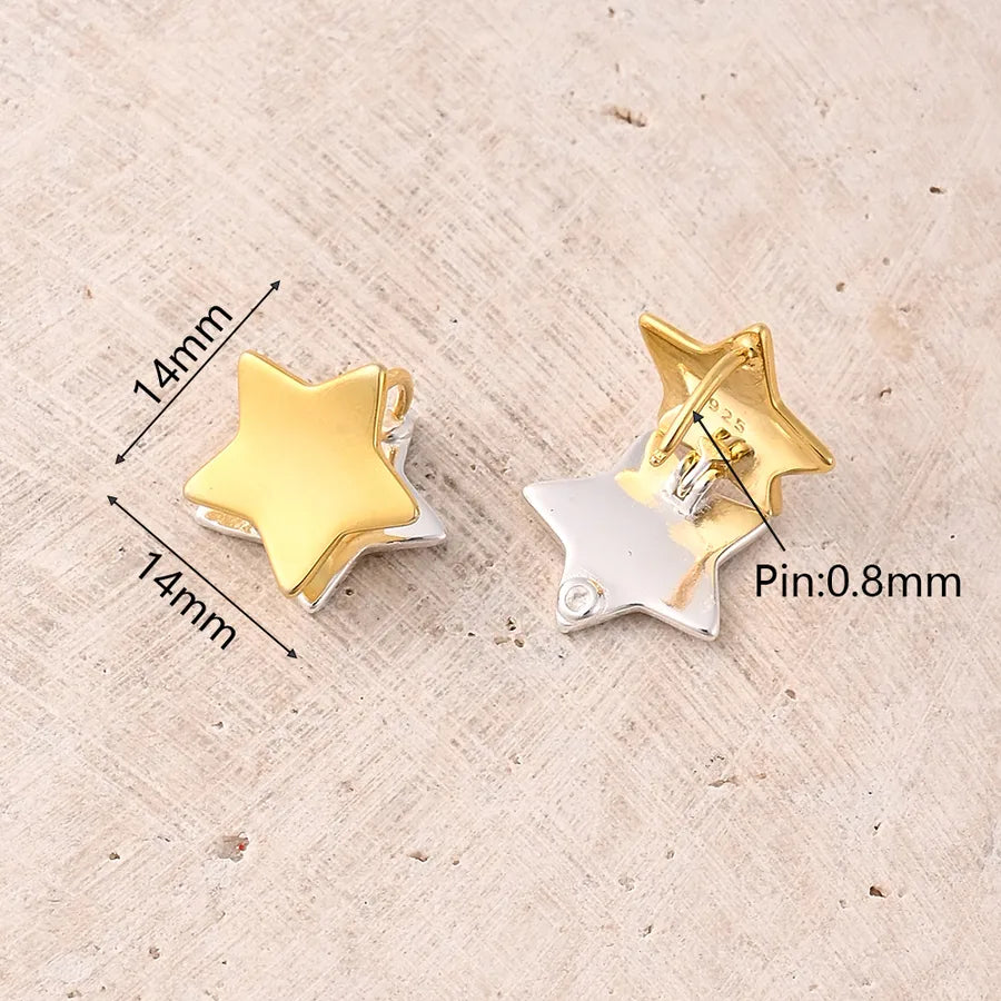 1 Paar/Verpackung 18K vergoldet 925 Sterling Silber Perle Labradorit Pentagram Herzform Ball Ohrringe Ohrstecker | Shop Nory