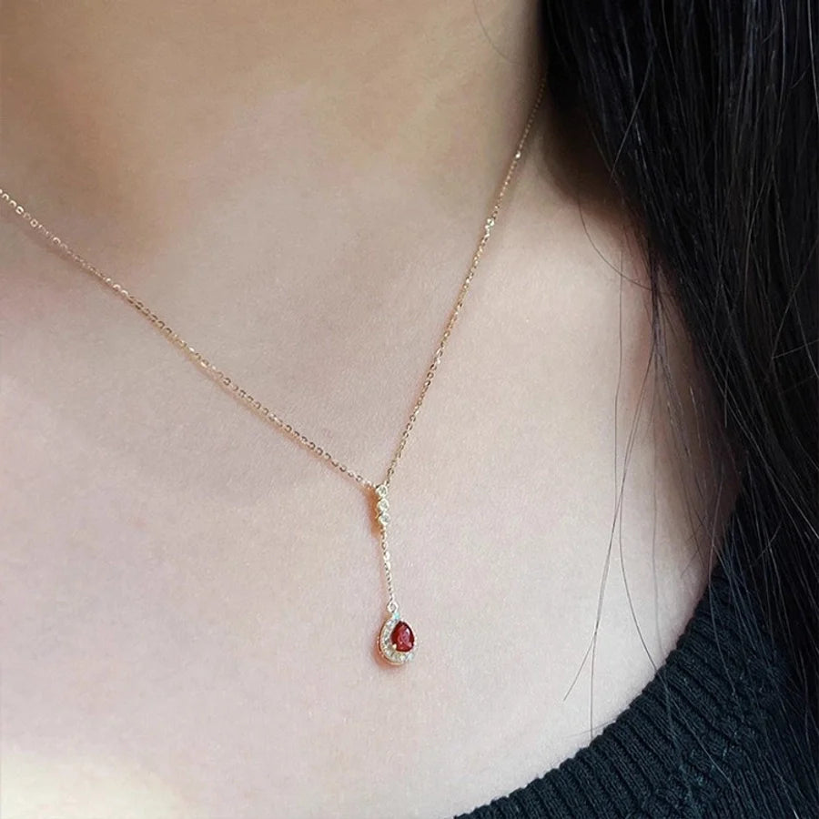 925 Sterling Silber Kabelkette Plattierung Wassertröpfchen Anhänger Halskette | Shop Nory