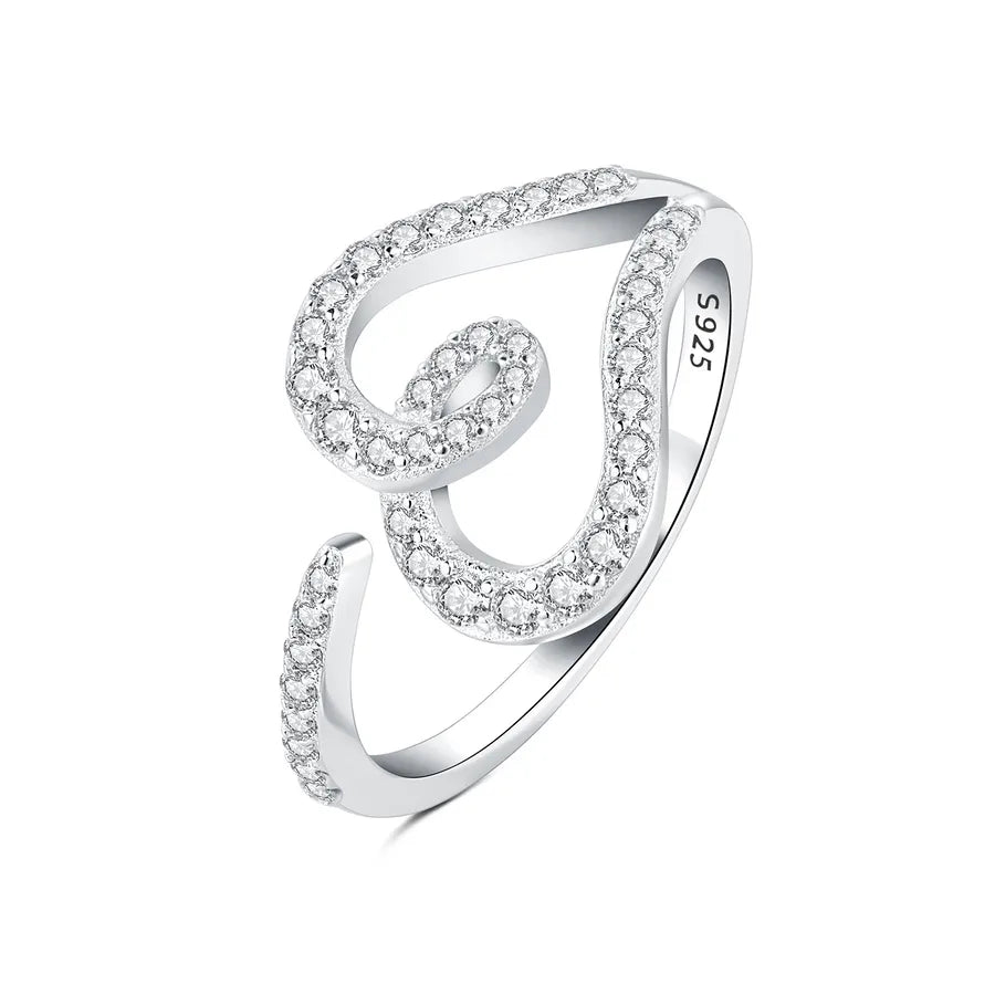 925 Sterling Silver Zirkon Herzform Offene Ringe 925 Sterling Silver Ringe | Shop Nory