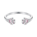 Weißgold plattierte 925 Sterling Silber Zirkon Pfotenabdruck offene Ringe | Shop Nory