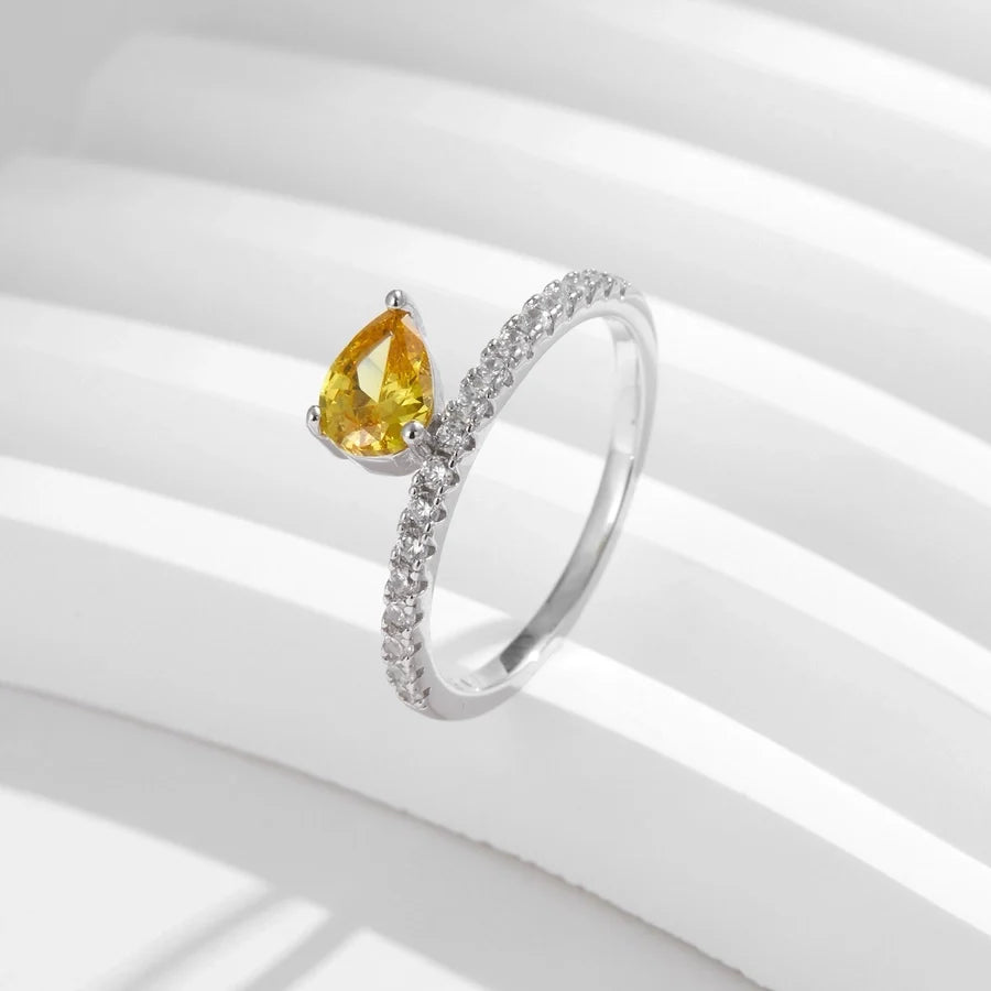Rhodium-beschichtete 925 Sterling Silber Zirkon Geometrische Ringe 925 Sterling Silber Ringe | Shop Nory
