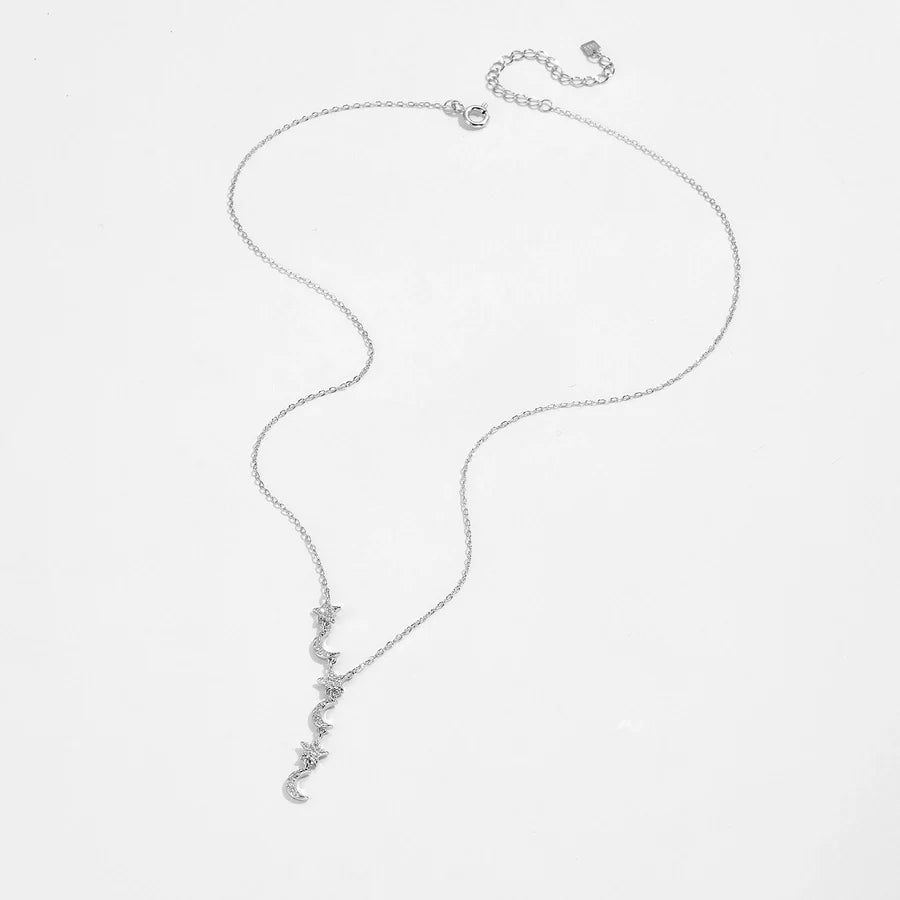 925 Sterling Silber Zirkon Kabelkette Stern Mond Anhänger Halskette | Shop Nory
