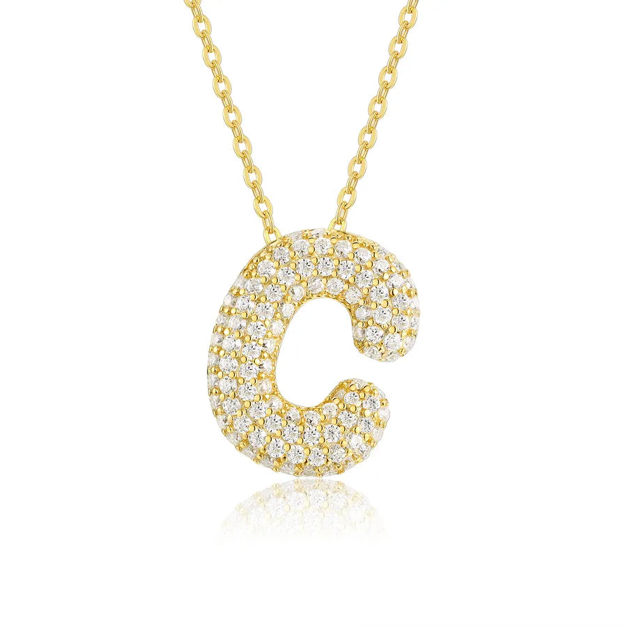 925 Sterling Silver Moissanite Kabelkette Buchstaben Anhänger Halskette | Shop Nory