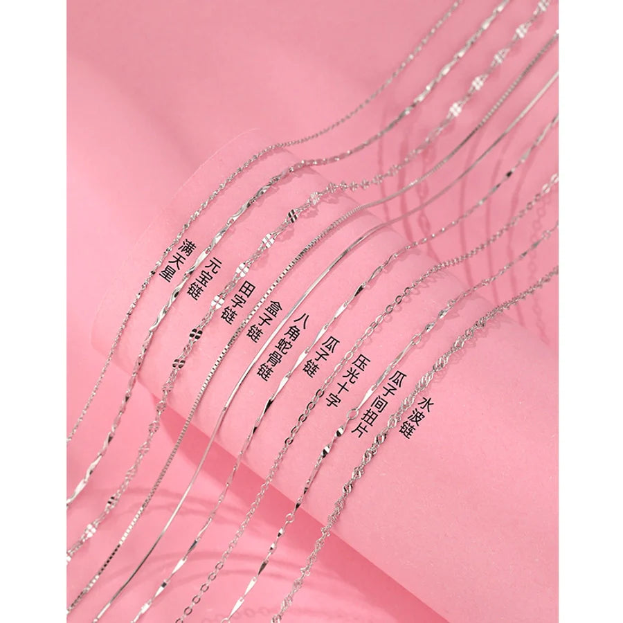 925 Sterling Silver Kabelkette Boxkette Einfarbige Halskette | Shop Nory