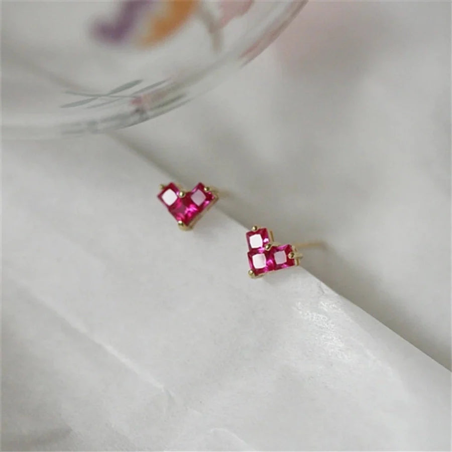 1 Paar 925 Sterling Silber Zirkon 925 Sterling Silber Ohrringe Herzform Ohrstecker | Shop Nory