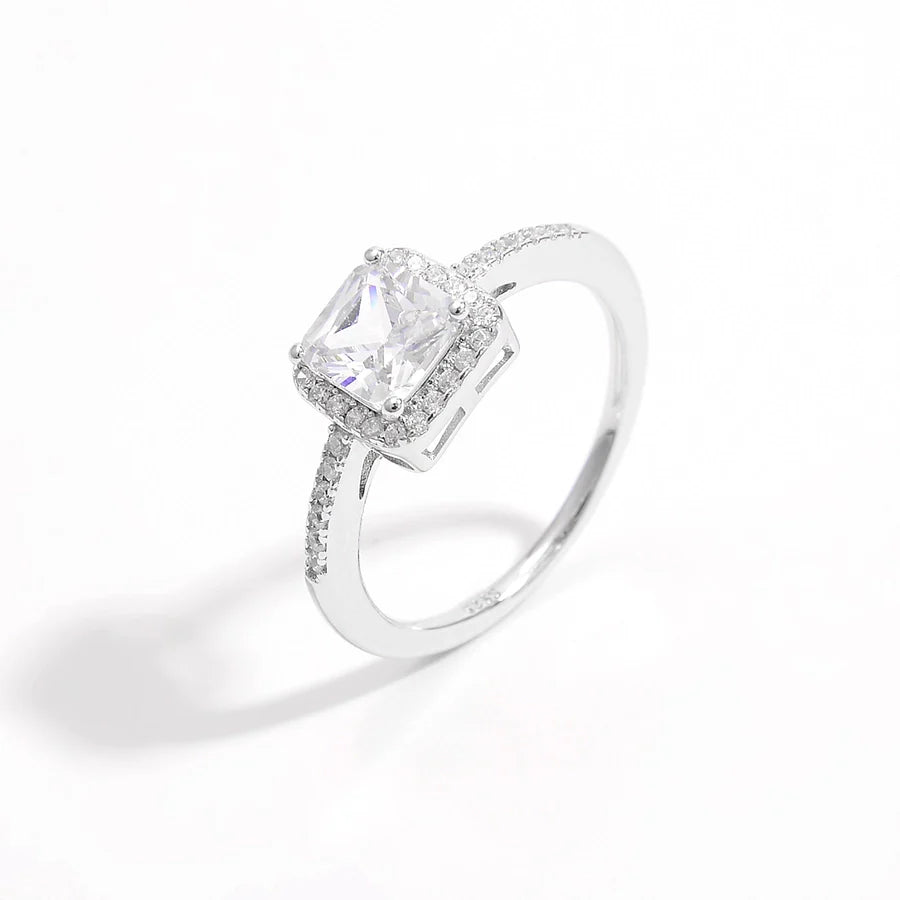 Weißgold plattiert 925 Sterling Silber Zirkon quadratische Herzform Ringe 925 Sterling Silber Ringe | Shop Nory