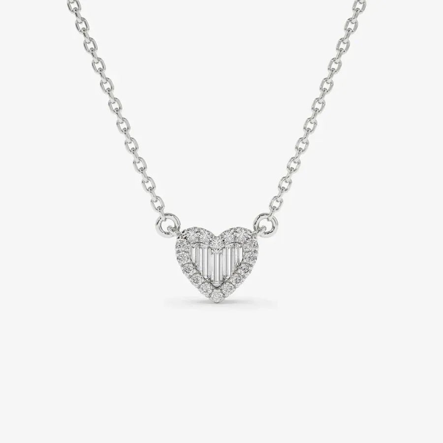 925 Sterling Silber Zirkon Kabelkette Vergoldung Herzform Anhänger Halskette | Shop Nory