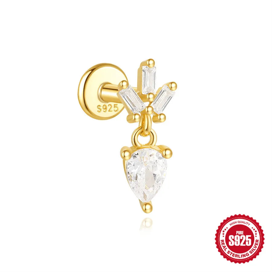 1 Stück 925 Sterling Silber Zirkon 925 Sterling Silber Ohrringe Geometrische Teufelsauge Ohrstecker | Shop Nory