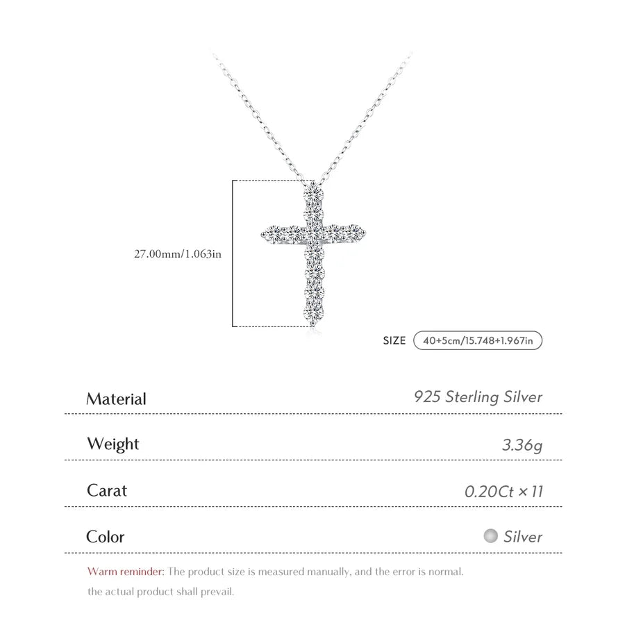 2.2 Karat VVS1-VVS2 Runder Brillant Schnitt 925 Sterlingsilber 925 Sterlingsilber Rack Plated Moissanit Kabelkette Einlage Kreuz Moissanit GRA Zertifikat Anhänger Halskette | Shop Nory