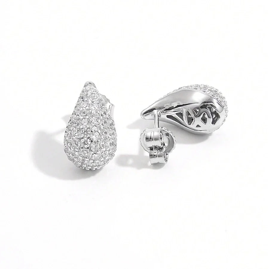 1 Paar 925 Sterling Silber Zirkon 925 Sterling Silber Ohrringe Wassertropfen Ohrstecker | Shop Nory
