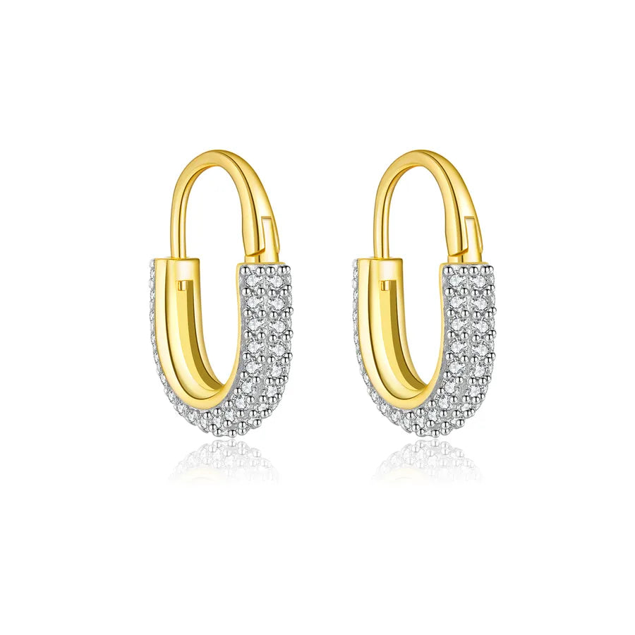 1 Paar 18K vergoldete Weißgold beschichtete 925 Sterling Silber Zirkon 925 Sterling Silber Ohrringe Geometrische Ohrringe | Shop Nory