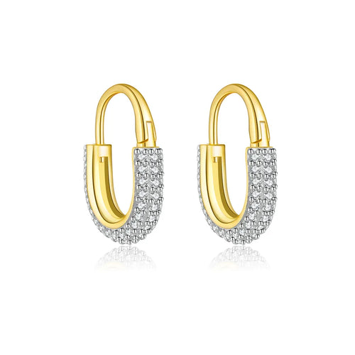 1 Paar 18K vergoldete Weißgold beschichtete 925 Sterling Silber Zirkon 925 Sterling Silber Ohrringe Geometrische Ohrringe | Shop Nory