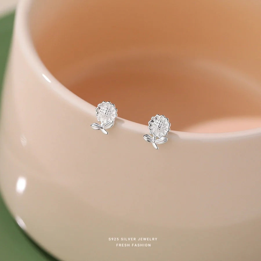 1 Paar 925 Sterling Silber 925 Sterling Silber Ohrringe Sonnenblume Ohrstecker | Shop Nory