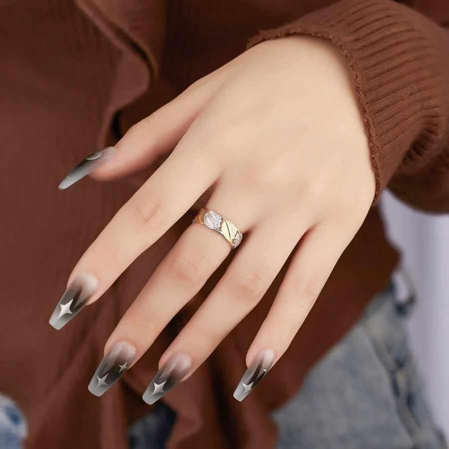 18K Gold Plated Weißgold Plated 925 Sterling Silber Zirkon Unregelmäßige Blätter Offene Ringe 925 Sterling Silber Ringe | Shop Nory