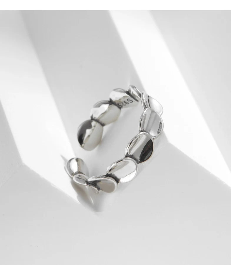 Rhodinbeschichtete 925 Sterling Silber Unregelmäßige Geometrische Offene Ringe 925 Sterling Silber Ringe | Shop Nory