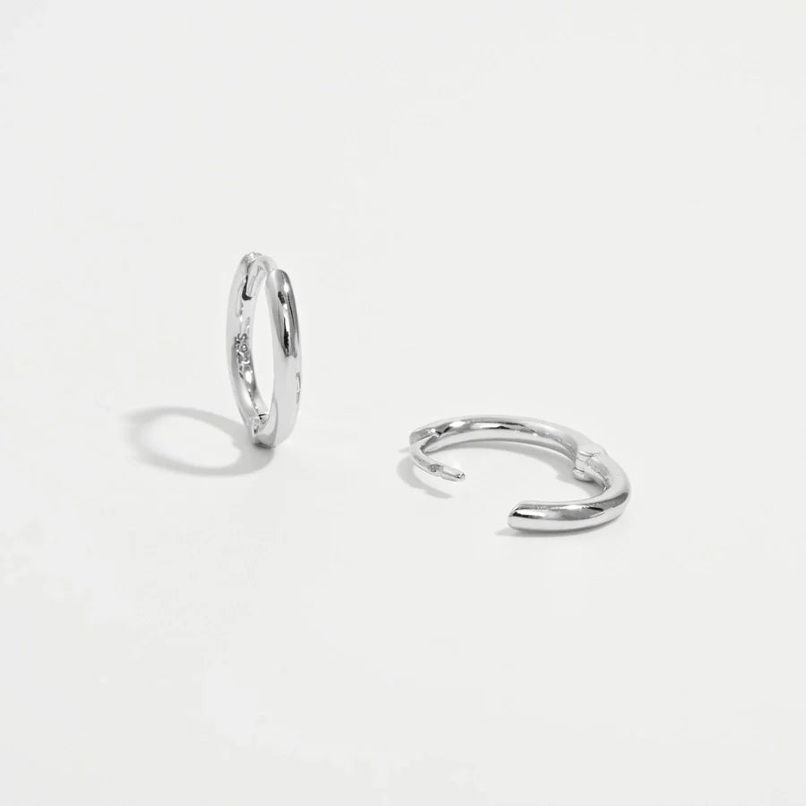 1 Paar Weißgoldbeschichtete 925 Sterling Silber 925 Sterling Silber Ohrringe Runde Ohrringe | Shop Nory