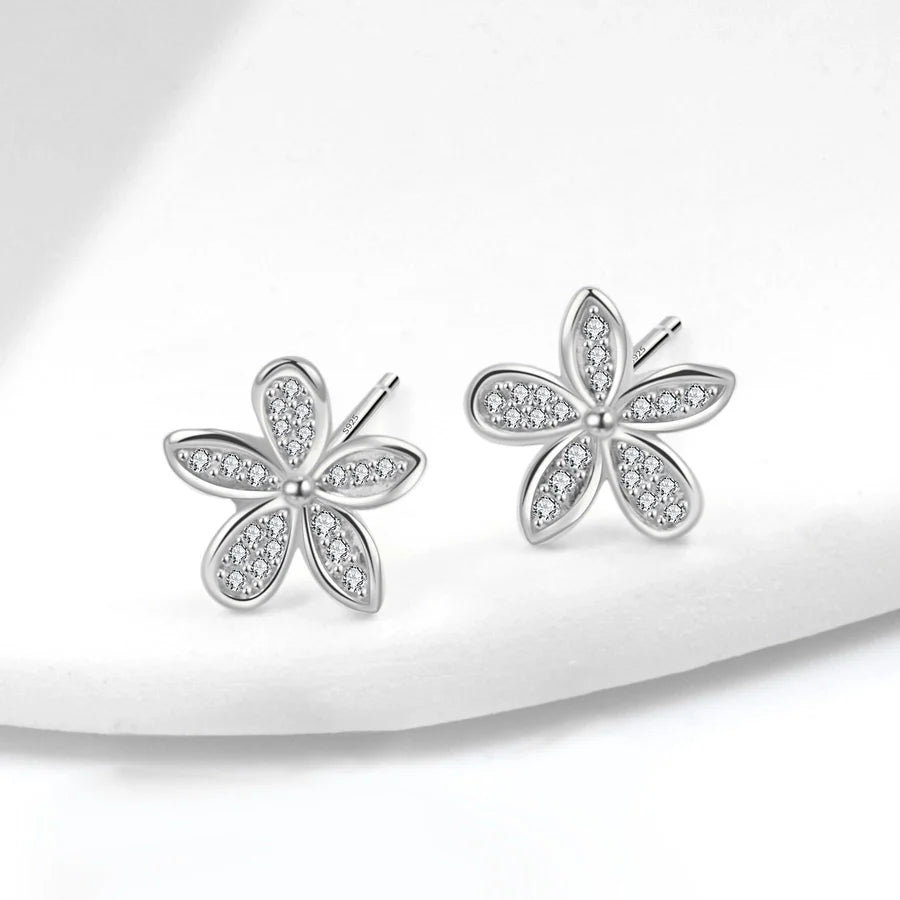 1 Paar 18K vergoldete 925 Sterling Silber Zirkon 925 Sterling Silber Ohrringe Blumen Ohrstecker | Shop Nory