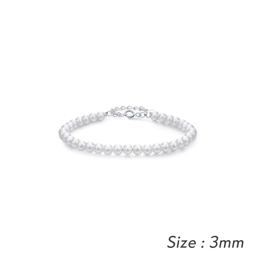 925 Sterling Silber Kunstperle Perlenkette Armbänder IG Stil Elegante Dame | Shop Nory